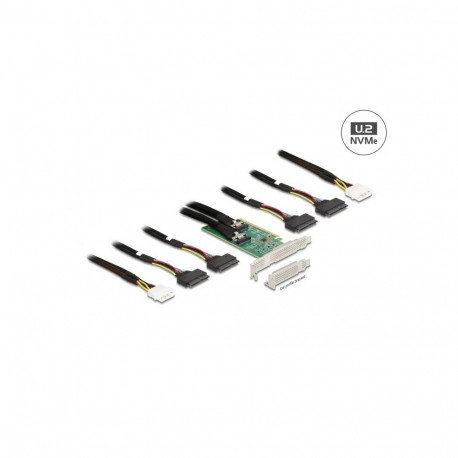 DeLOCK PCI Express 4.0 x16 Card to 4 x SFF-8639 NVMe - Bifurcation - Low Profile Form Factor