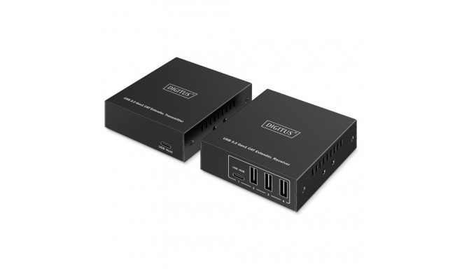 Digitus USB 3.2 Gen1 CAT Extender, 5 Gbps, 4 ports: 3x USB-A / 1x USB-C, 100m