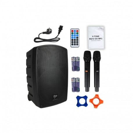 V-TONE BQ12 GO MP3 - active 8" battery-powered speaker with wireless microphone and remote control, 