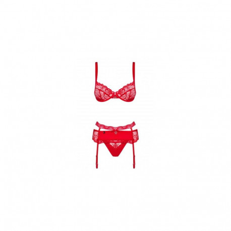 Obsessive Heartina Lingerie set Red Elastane, Polyamide