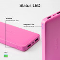 SBS power bank 10000mAh 2xUSB-A + USB-C, pink