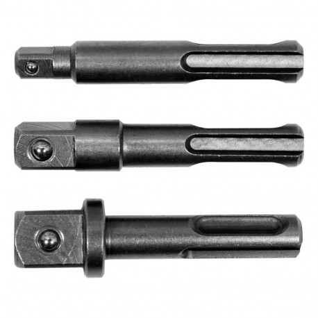 Yato YT-04686 SDS-Plus adapterite komplekt, 3 tk, 65 mm, 1/4", 3/8", 1/2", 40Cr, oksüdeeritud