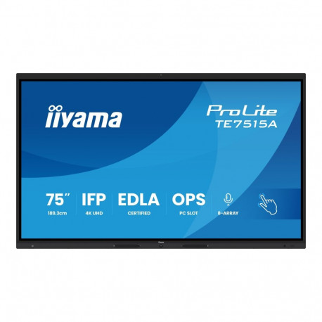 IIYAMA stiilne interaktiivne paneel TE7515A-B1AG 75inch iiWare21E 3840x2160 UHD IPS Android 14 16/12