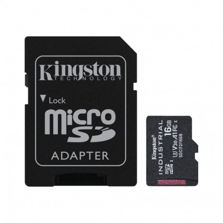 KINGSTON 16GB microSDHC tööstuslik C10 A1 pSLC kaart + SD adapter
