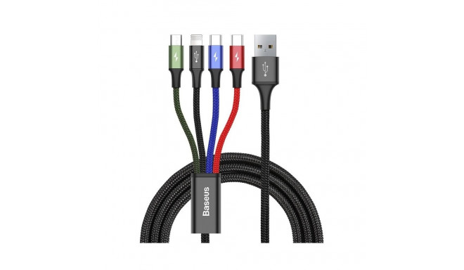 USB Cable - Baseus Fast 4in1 1.2m Black 2xusb-c / Lightning Micro 3.5a