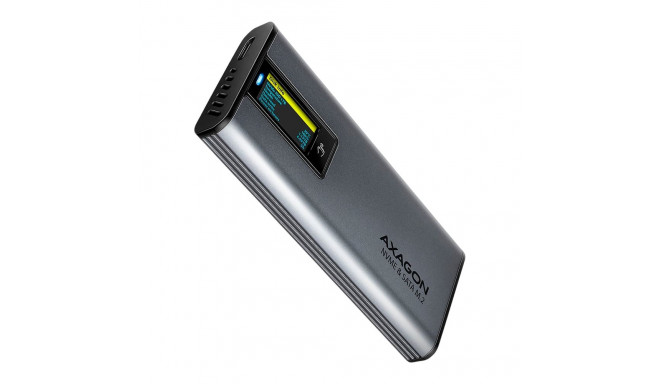 AXAGON EEM2-SD2 USB-C 3.2 Gen 2 - M.2 NVMe / SATA SSD 30-80mm ALU box grey, LCD display