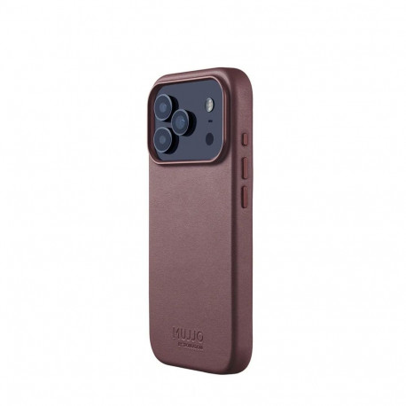 Kaitseümbris Apple iPhone 17 Pro, tumepunane, naturaalsest nahast, MagSafe ühilduv, Mujjo