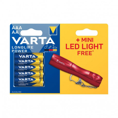 VARTA Longlife Power LR03/LR06 x4 patareid + mini LED taskulamp