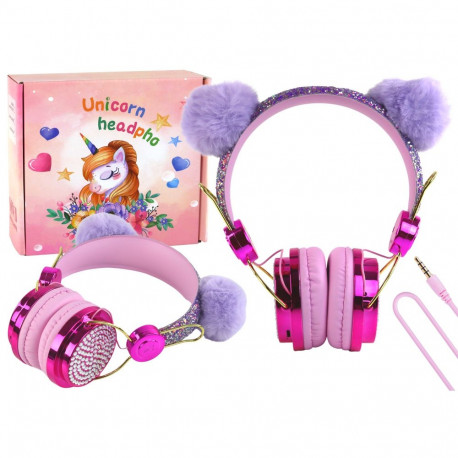 juhtmega roosades toonides kõrvaklapid kõrvadega reguleeritav mikrofoniga