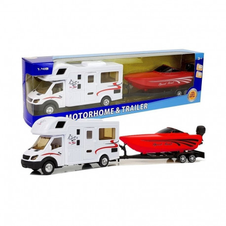 Camper z Czerwoną Motorówką i Napędem Frykcyjnym 1:48