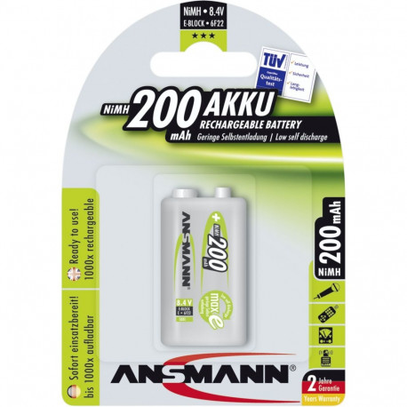 1 Ansmann maxE NiMH rech.bat. 9V block 200 mAh         5035342