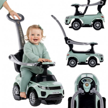 Jeździk pchacz chodzik z rączką i obejmą Sport car - szałwiowy - niespotykany kolor