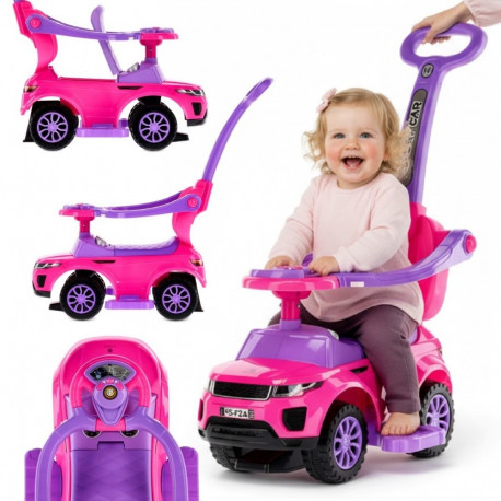 Jeździk pchacz chodzik dla dziecka z rączką i obejmą Sport car różowy