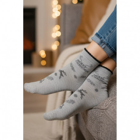 SOKISAHTEL LIISY hallid puuvillased talvise mustriga jõulusokid 444
