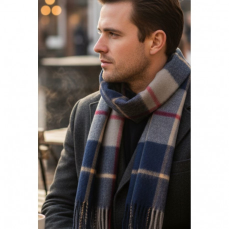 SOKISAHTEL Alpakavillane sinine ruuduline sall 425