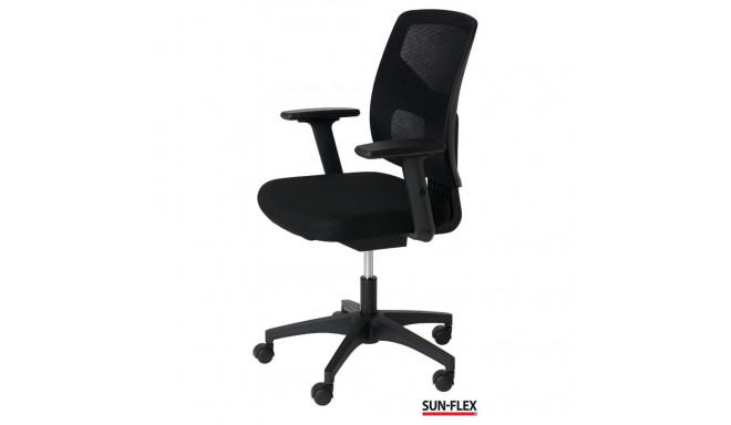 Task chair SUN-FLEX MESH 250305, mesh backrest, 4D adjustable armrests/ black fabric+black base