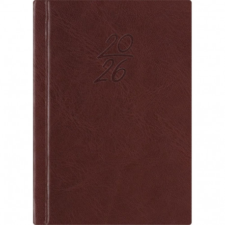 Book calendar Calendar notebook A6 DAY, synthetic leather (BROWN) 00029/40081