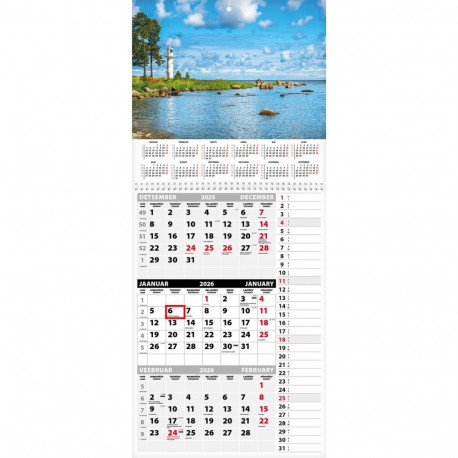 Seinakalender TRIO MEMO, avatud mõõt 297x630mm (PILT nr. 1) 00372/40313