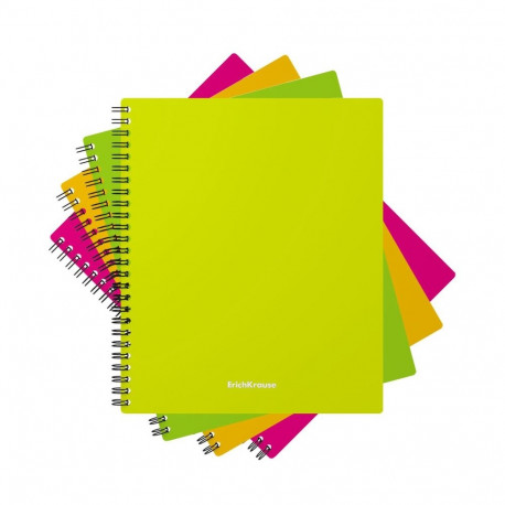 Wirebound notebook ErichKrause, Accent, assorted, А4, 80 sheets, squared, plastic cover, elastic clo