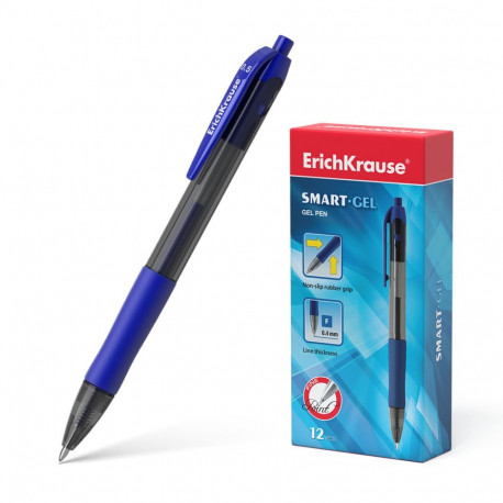 Retractable gel ink pen ErichKrause®  Smart-Gel, ink color: blue (box 12 pcs.)