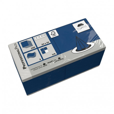 Napkins 24x24cm 3-layer FASANA dark blue 250 pcs