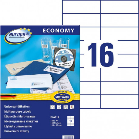 Sticker label AVERY Economy 105x37mm 16 Sheets 100 sheets