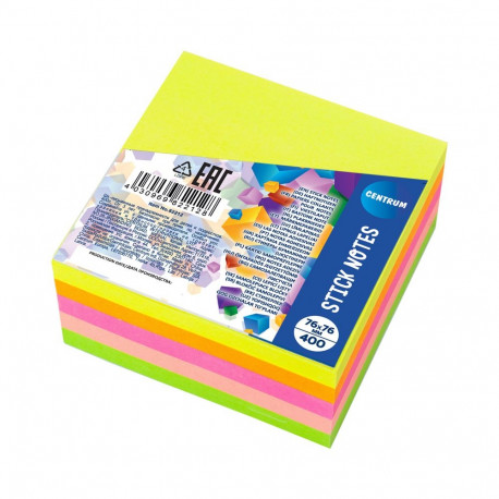 Notepad 76x76mm CENTRUM neon colors 400 sheets