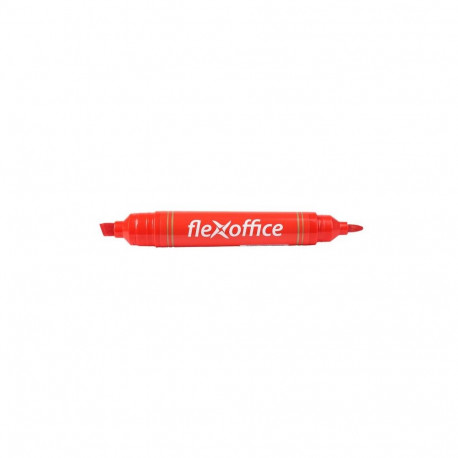 Permanent marker, 0,8/6,0 mm, bullet tip, double side, FLEXOFFICE, "PM04", red