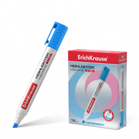 Highlighter  ErichKrause® Visioline V-40, color: blue (box 12 pcs.)