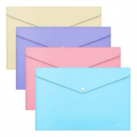 Envelope folder  ErichKrause® Glossy Pastel, А4, opaque, assorted colors (12 pcs in a bag)