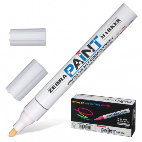 Värvimarker ZEBRA Paint (metall, klaas, plastik) 3mm valge