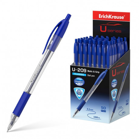 Retractable ballpoint pen ErichKrause® U-209 Classic Matic&Grip, Ultra Glide Technology, ink color: 