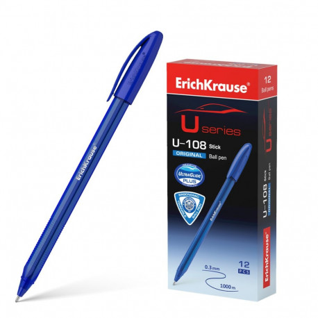 Ballpoint pen ErichKrause® U-108 Original Stick, Ultra Glide Technology, ink color: blue (box 50 pcs