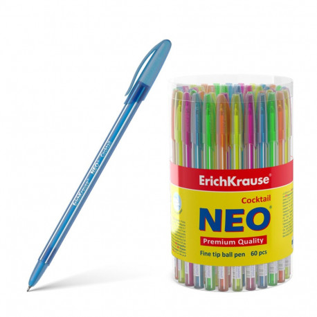 Ballpoint pen ErichKrause® Neo® Cocktail, ink color: blue (tube 60 pcs.)