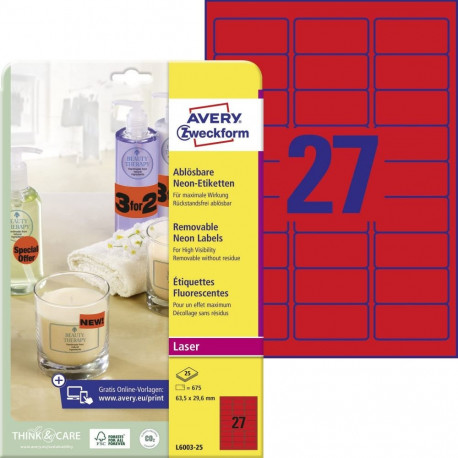 Label 63,5x29,6mm removable LC
