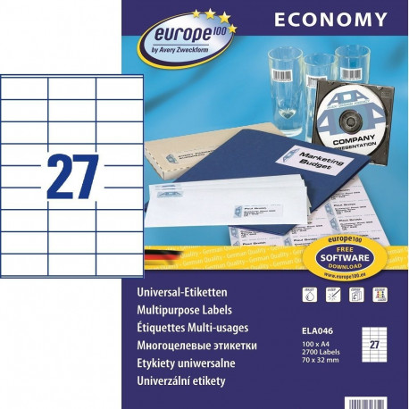 Sticker label AVERY Economy 70x32mm 100 sheets