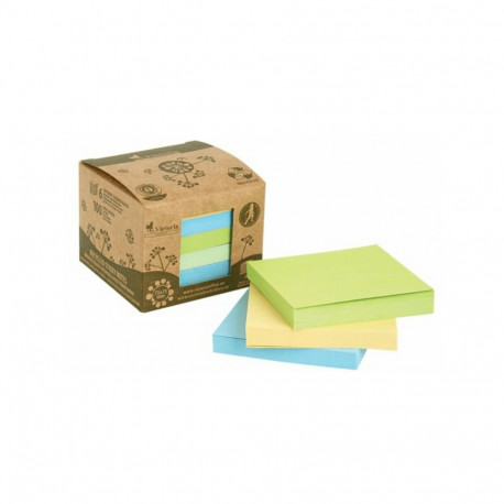 Self adhesive notes tower, 75x75 mm, 6x100 sheets, recycled, VICTORIA OFFICE, mixed