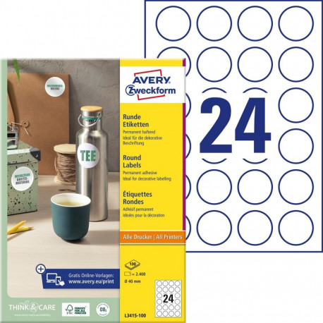 Labels 40mm round InkjetLaserCopier