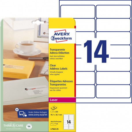 Label transparent 99,1x38mm LaserCopy