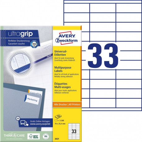 Labels 70x25,4mm InkjetLaserCopy white
