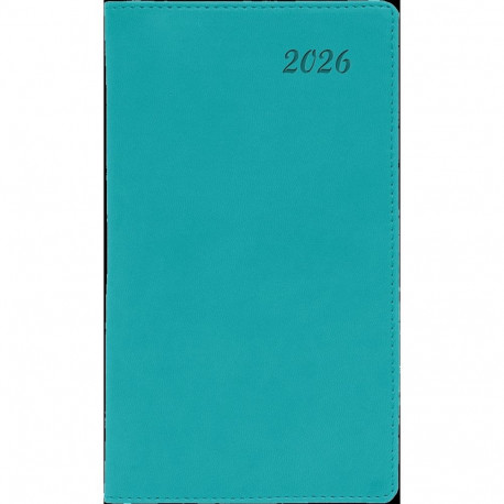 Taskumärkmik Mini türkiis, kõvaköide, kunstnahast kaantega 2026a.