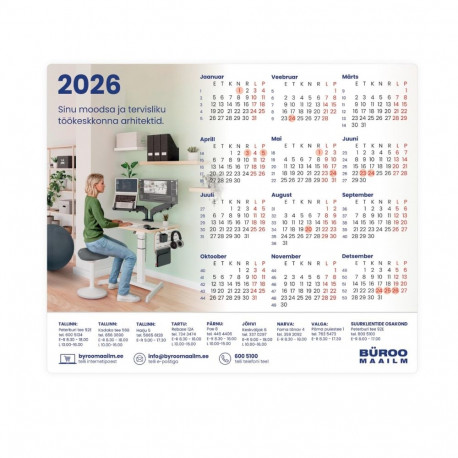 Hiirepadi/hiirematt BÜROOMAAILM 2026 kalendriga, 240x200mm