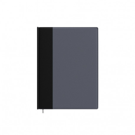 Raamatkalender MINISTER Lux Päev must/hall, A5 päeva sisu, kunstnahast kaantega 2026a.