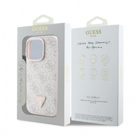 Guess GUESS case for IPHONE 16 Pro Max GUHCP16XP4TDPP (PU Leather 4G Triangle Strass) pink