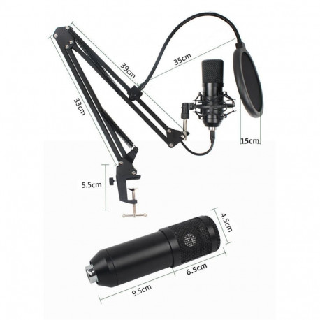 Art Condenser Microphone Art on a boom arm with membrane AC-03 black