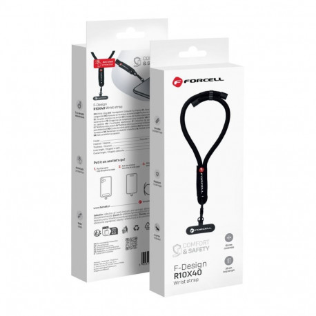 Forcell FORCELL F-DESIGN R10X40 wrist phone lanyard with adjustable length (max 20cm in the loop) bl