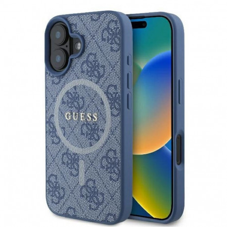 Guess GUESS case for IPHONE 16 compatible with MagSafe GUHMP16SG4GFRB (PU 4G Ring Classic Logo) blue