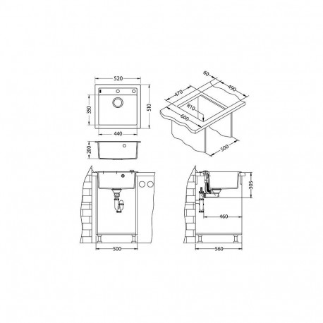 Granite sink Alveus Formic 20-11 (white) +vent+sif