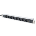 Power strip PDU 19" RACK 8xSchuko, 2m 1xSchuko, 16A, aluminum