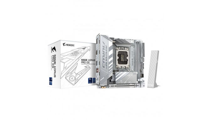 Gigabyte B860I AORUS PRO ICE emaplaat Intel protsessoriperele LGA1851 pesaga DDR5 SATA, M.2 liideste